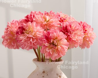 Boeket imitatie dahlia's - kunstbloem - blushroze