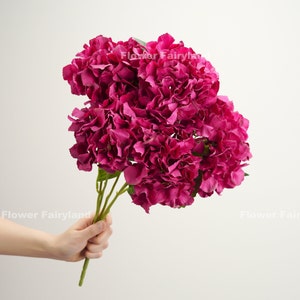 5 Heads Hydrangea Bouquet | Artificial Flower | DIY Floral | Wedding/Home Decoration | Gifts - Magenta