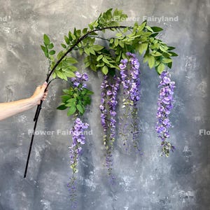 69&quot; Faux Wisteria Hanging Flower Branch - Artificial Flower - Purple