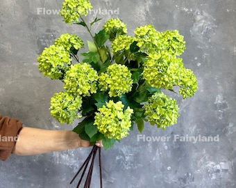 Faux Snowball Flower Bouquet | 3 Heads Snowball Stem | High Quality Artificial Flower | DIY | Wedding/Home Decoration | Gifts -Green