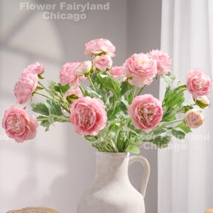 Faux 3-kops ranonkel - kunstbloem - roze