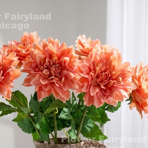 Real Touch Dahlia Stem - Artificial Flower - Peachy Coral