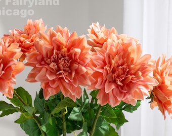 Real Touch Dahlia Stem - Artificial Flower - Peach Coral