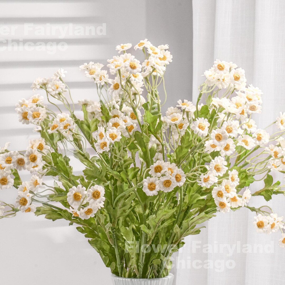 Faux Chamomile Long Stem - Artificial Flower - Bright White - Etsy
