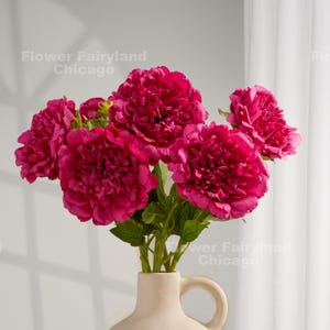 Peonía de tacto real - Flor artificial - Frambuesa