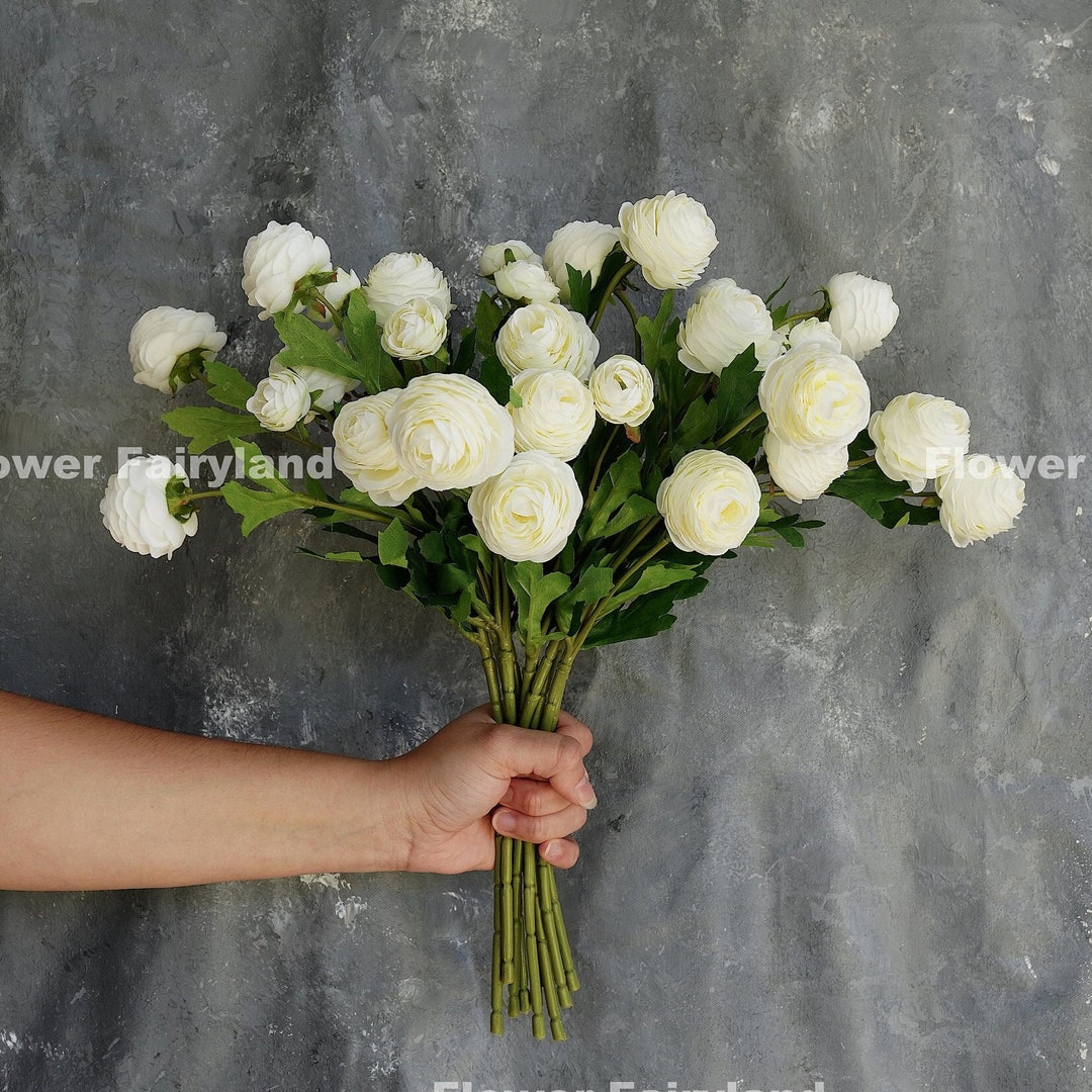 White Fake Ranunculus Faux Small Ranunculus - Artificial Flower - White - Etsy
