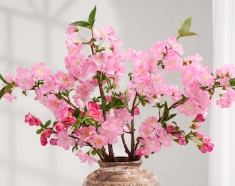 Faux Cherry Blossom Short Branch - Artificial Flower - Bright Pink
