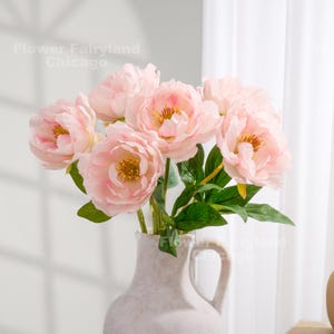 Faux Peony Flower | High Quality Artificial Flower | DIY | Floral | Centerpieces | Wedding/Home Decor | Gifts - Light Pink