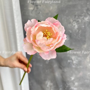 Bouquet de pivoines Tige de pivoine Fleur artificielle de haute qualité Bricolage Fleurs Décoration de mariage/maison Cadeaux Rose clair 1 Stem, Light Pink