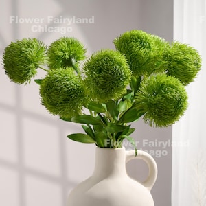 Real Touch Dianthus Green Ball Stem - Artificial Plant - Light Green