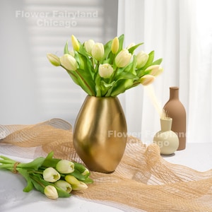 7 Stems Faux Tulip Bundle - Artificial Flower - White