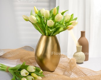 7 Stems Faux Tulip Bundle - Artificial Flower - White