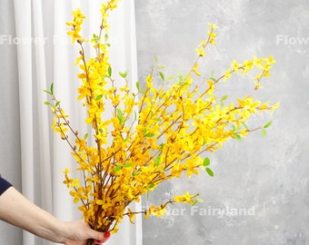 Faux Forsythia Bouquet | Faux Forsythia Branch | Artificial Flower | Floral | DIY | Wedding/Home Decoration | Gifts - Yellow Gold