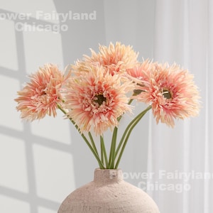 Faux Gerbera Daisy Long Stem - Artificial Flower - Salmon Peach