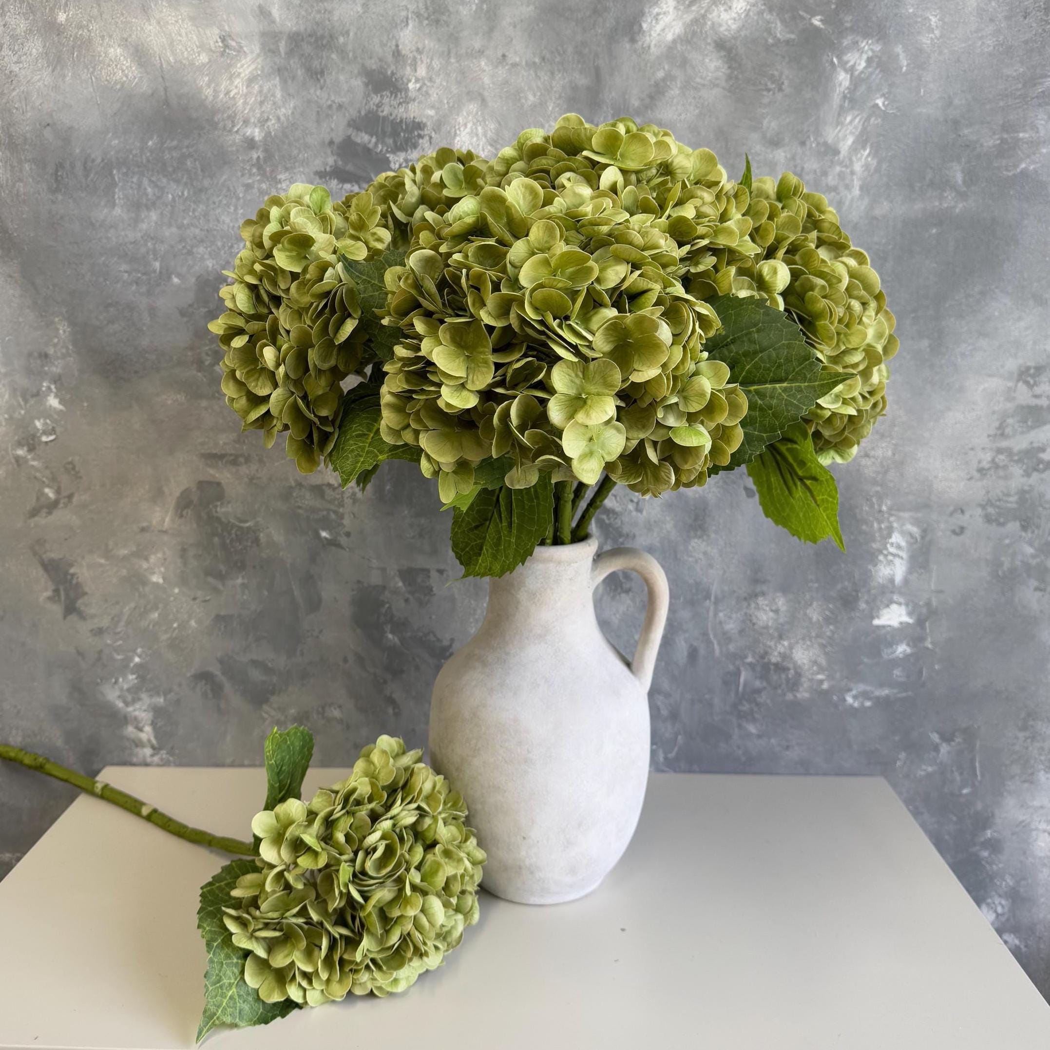Real Touch Huge Hydrangea Stem - Artificial Flower - Antique Matcha ...