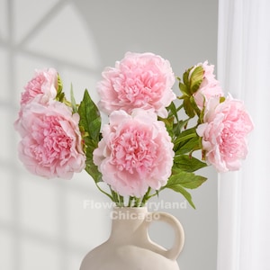 Peonía de tacto real - Flor artificial - Rosa bebé