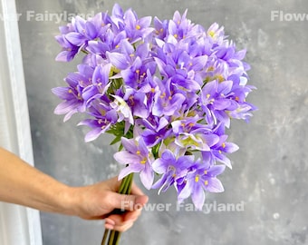 Fausse tige d'agapanthe africanus | bouquet de muguet | Fleur artificielle | Bricolage | Fleurs | Décorations d'intérieur | Cadeaux - Violet