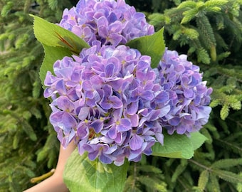 Realistic Hydrangea Stem | High Quality Artificial Flower | DIY | Floral | Wedding/Home Decoration | Gifts - Purple