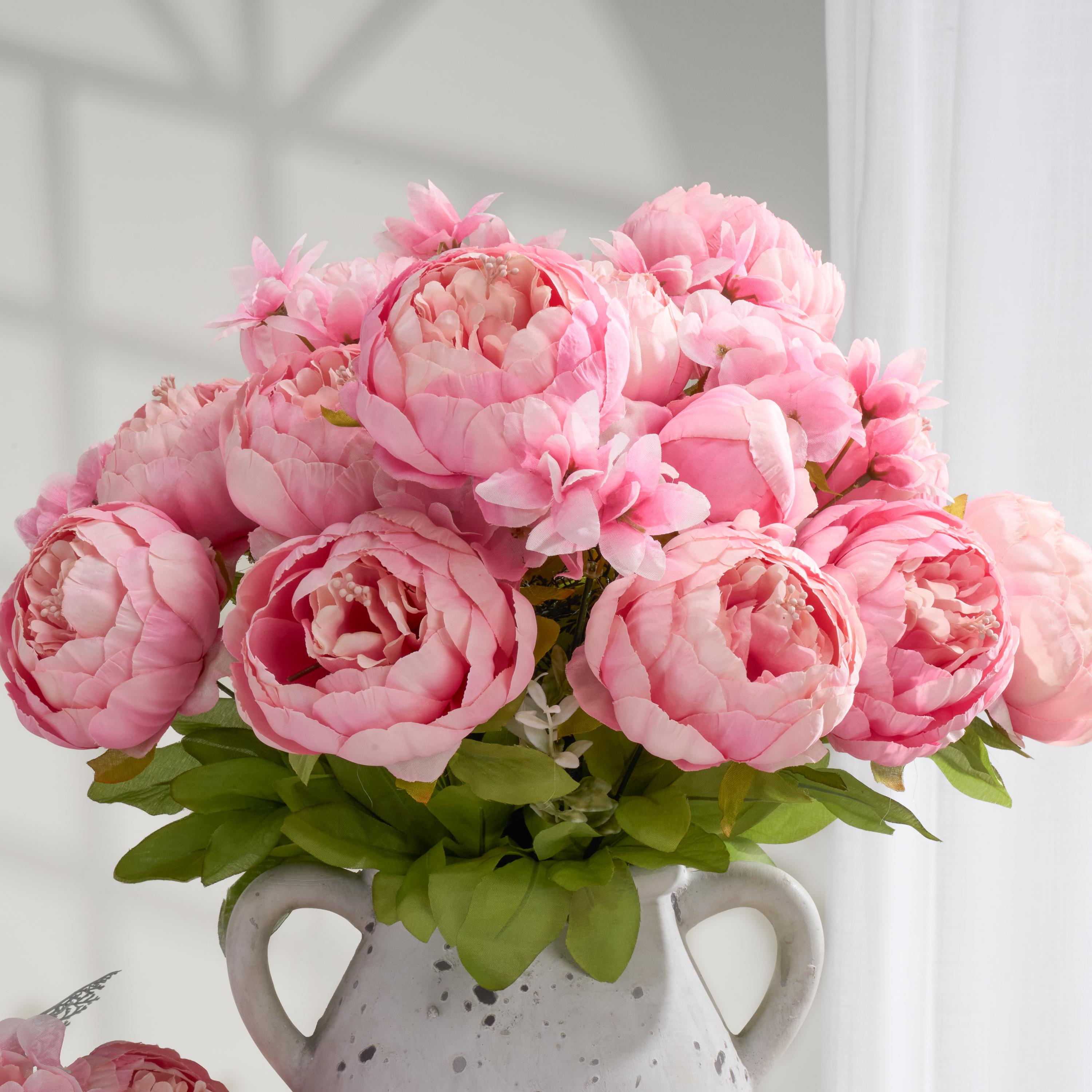 8 Heads Peony and Hydrangea Bouquet - Artificial Flower - Light