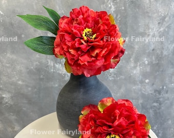 Faux Huge Peony Stem | Artificial Flower | Wedding/Home Decoration | Gifts - Red