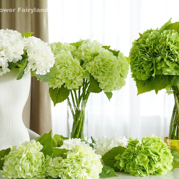 Énorme tige d'hortensia Real Touch | Fleur artificielle extrêmement réaliste | Fleurs à faire soi-même | Décoration de mariage/maison | Cadeaux - Multicolore