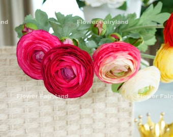 Faux Ranunculus Stem | High Quality Artificial Flower | DIY | Floral | Wedding/Home Decoration | Gifts - Multi-color