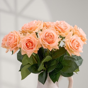 Real Touch Rose Stem - Artificial Flower - Peachy Orange