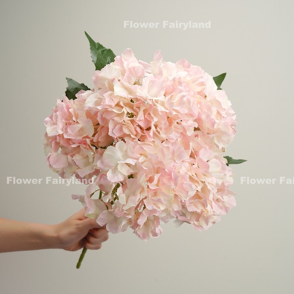 5 Heads Hydrangea Bouquet | Artificial Flower | DIY Floral | Wedding/Home Decoration | Gifts - Light Pink Edge