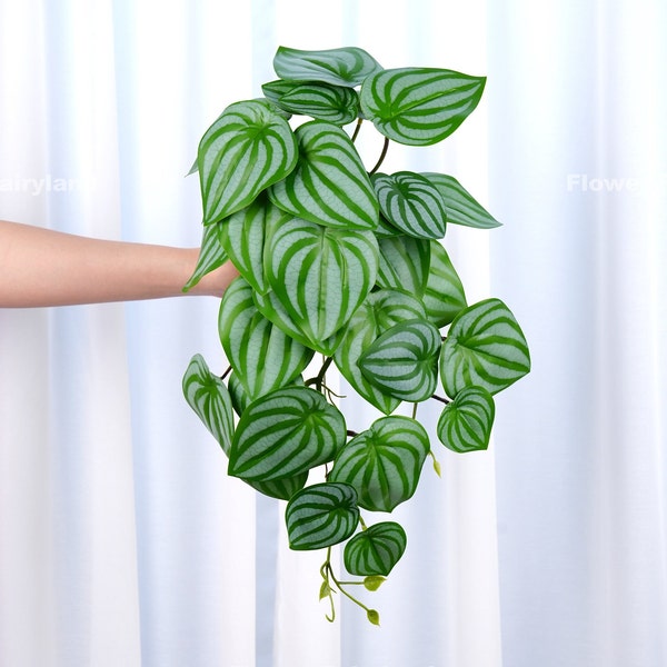 16" Faux Watermelon Peperomia Hanging Plant | High Quality Artificial Plant | Wall/Pot/Home Decoration | Gifts
