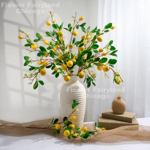 Tallo de limones y follaje pequeños de imitación / Rama de fruta artificial / Bricolaje / Cocina / Decoración del hogar / Regalos
