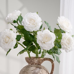 30&quot; Real Touch Ruffled Rose Stem - Artificial Flower - Bright White