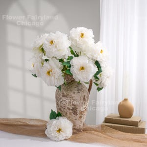 Bouquet di 5 enormi teste di peonia / fiori artificiali di alta qualità / fai da te floreale / decorazione per matrimoni/casa / regali - bianco