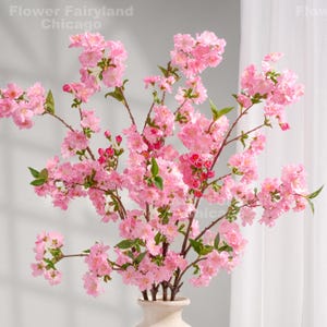 37&quot; Faux Cherry Blossom Branch - Artificial Flower - Bright Pink