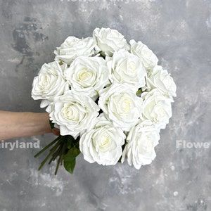 Faux Rose Stem - Artificial Flower - Bright White