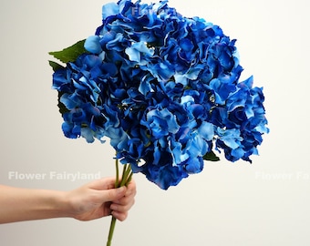 5 Heads Hydrangea Bouquet | Artificial Flower | DIY Floral | Wedding/Home Decoration | Gifts - Dark Blue