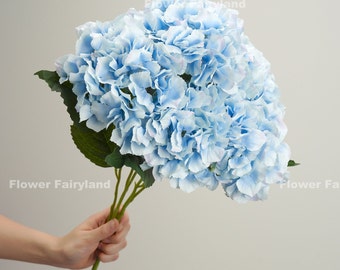 5 Heads Hydrangea Bouquet | Artificial Flower | DIY Floral | Wedding/Home Decoration | Gifts - Light Blue