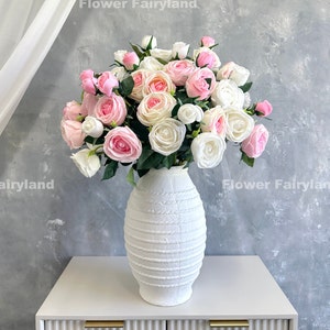 3 Heads Real Touch Rose Stem - Artificial Flower - Pink Edge