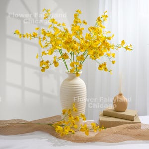 Tige d&#39;orchidée dansante - Fleur artificielle - Jaune