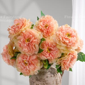 5 Huge Heads Peony Bouquet | High Quality Artificial Flower | DIY Floral | Wedding/Home Decoration | Gifts - Peach