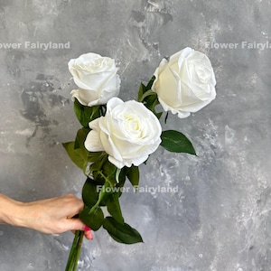 Rosa al tatto / Fiore artificiale / Fai da te / Centrotavola / Floreale / Decorazioni per matrimoni/casa / Regali - Bianco