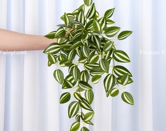 18" Faux Hanging Wandering Variegated Tradescantia - Bicolor - Artificial Plant