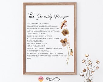 The Serenity Prayer Wall Art Complete Version, Christian Gift, Typography Print, Religious Printable Wall Art Digital Download