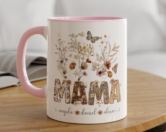 Personalized Mama Mug With Kids' Names, Wildflowers Coffee Mug, Mother's Floral Mug, Gift For Mom, Mother's Day Gift, Mama Coffee Mug
