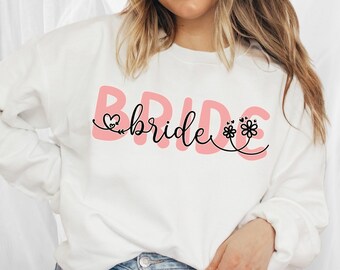 Personalized Gift For Bride, Bride Sweatshirt, Initial Heart Sleeve, Engagement Gift, Unique Bridal Shower Gift, Future Mrs Sweatshirt