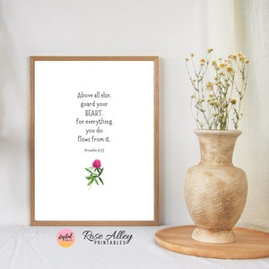 Spreuken 4:23, bewaak vooral je hart, schrift afdrukbaar, christelijk cadeau, bijbelvers afdrukbare muurkunst digitale download