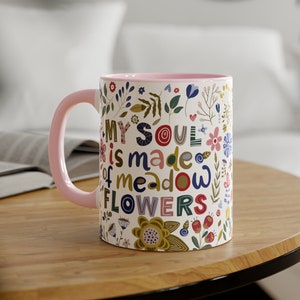 Meadow Flowers Wraparound Accent Mug, Unique Mug, Gift Mug, Floral Mug, Christmas Gift, Birthday Gift For Her, Flower Blooms Coffee Mug