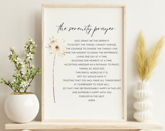 The Serenity Prayer Wall Art Complete Version, Christian Gift, Typography Print, Religious Printable Wall Art Digital Download