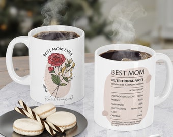 Best Mom Ever Coffee Mug, Mom's Birth Month Flower Bouquet Mug, Mom Floral Birthday Mug, Gift For Mom, Mother's Day Gift, Mama Coffee Mug