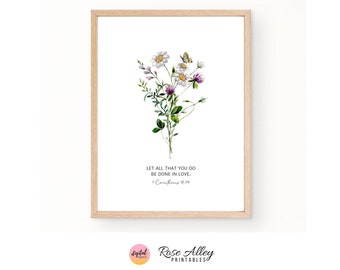 All That You Do Scripture Print, Wildflowers, Religious, Christian Gift, 1 Corinthians 16:14 Bible Verse Printable Wall Art Digital Download