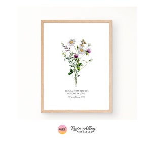 All That You Do Scripture Print, Wildflowers, Religious, Christian Gift, 1 Corinthians 16:14 Bible Verse Printable Wall Art Digital Download